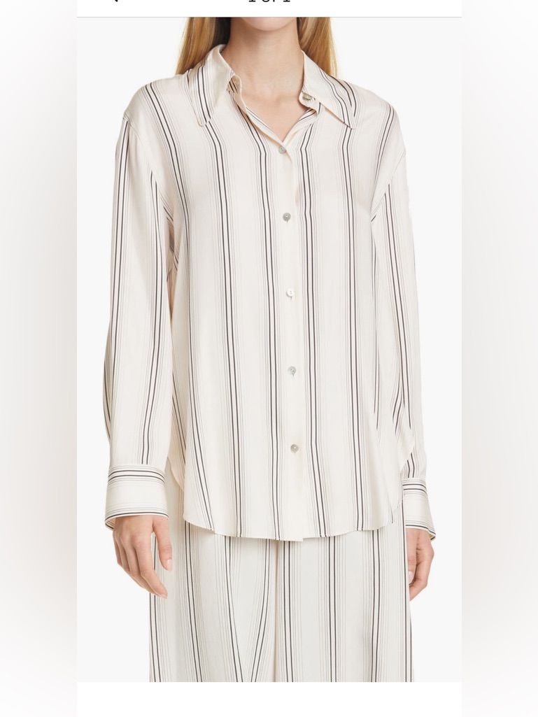 Vince Stripe Button-Up Blouse